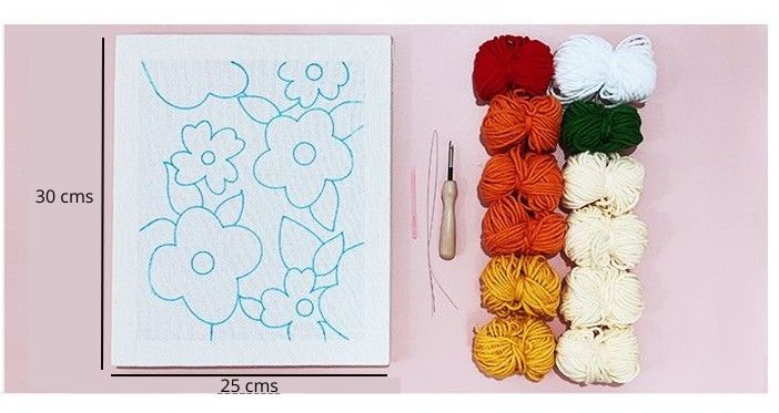 Kit de Punch Needle: flores blancas (25x30cm)