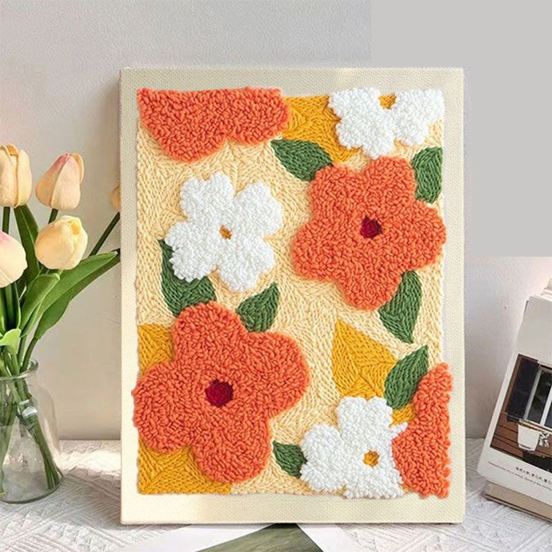 Kit de Punch Needle: flores blancas (25x30cm)